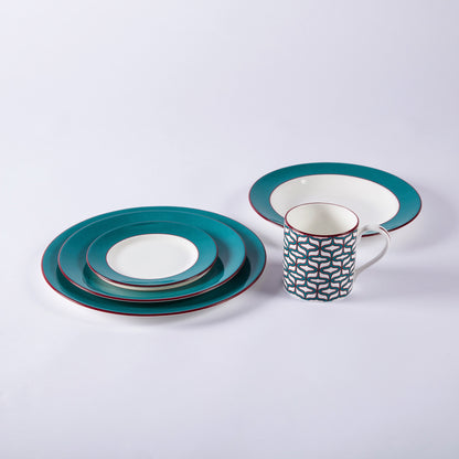 SECOND Teal fine bone china pudding plate